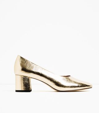 Zara + Mid-Heel Laminated Shoe