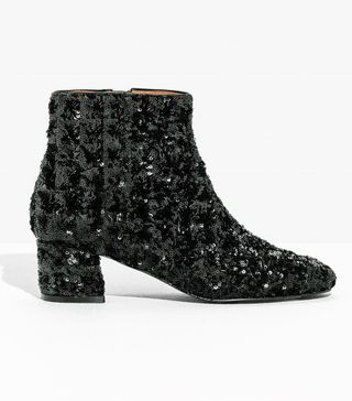 & Other Stories + Suede Sequined-Heel Ankle Boot