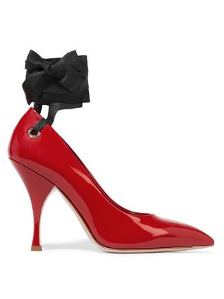 Miu Miu + Satin-Trimmed Patent-Leather Pumps