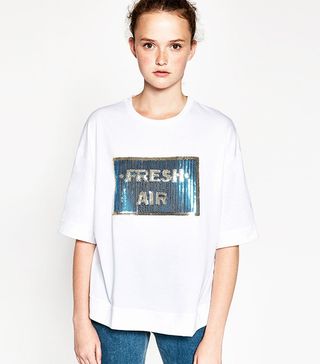 Zara + Oversized Sequinned T-Shirt