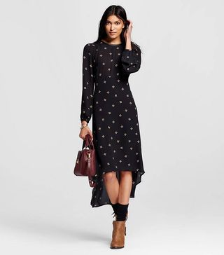 Who What Wear + Long Sleeve Crepe Dress