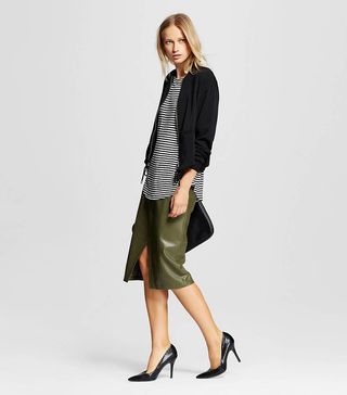 Who What Wear + Faux-Leather Split Front Pencil Skirt