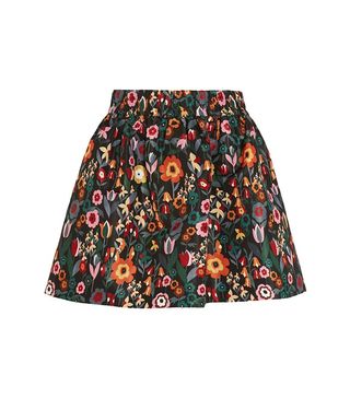 REDValentino + Floral-Print Taffeta Mini Skirt
