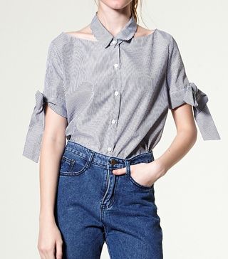 Storets + Ribbon Sleeve Shirt with Collar