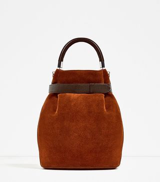 Zara + Leather Bucket Bag