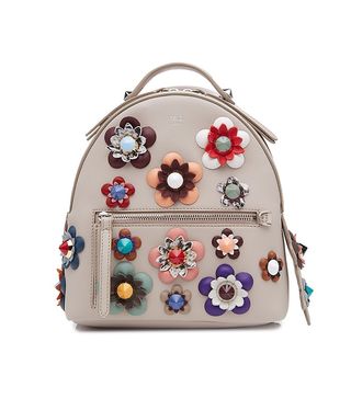 Fendi + Leather Backpack With Embellished Flower Appliques