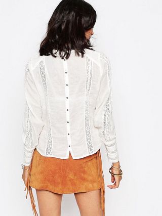 Free People + Without You Lace Panel Blouse