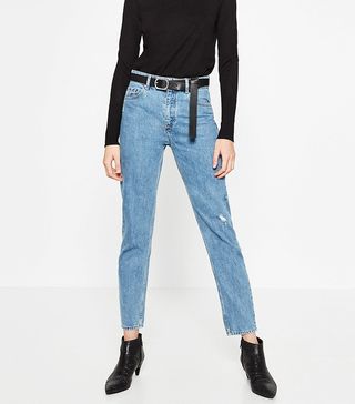 Zara + High Waisted Mum Fit Jeans