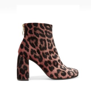 Stella McCartney + Leopard-Print Velvet Ankle Boots