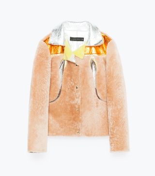 Zara + Multi-Coloured Faux Fur Jacket