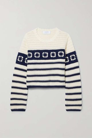 La Ligne + Striped Crocheted Cotton Sweater