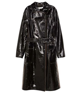 H&M + Double-Breasted Leather Coat