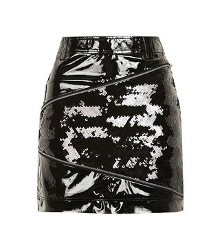 Topshop + Vinyl Sequin Zip Mini Skirt