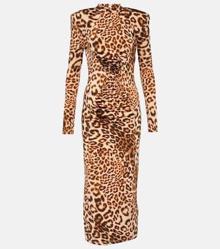 Rotate Birger Christensen + Leopard-Print Midi Dress in Multicoloured