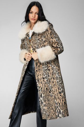 NastyGal + Premium Wool Blend Animal Swing Coat