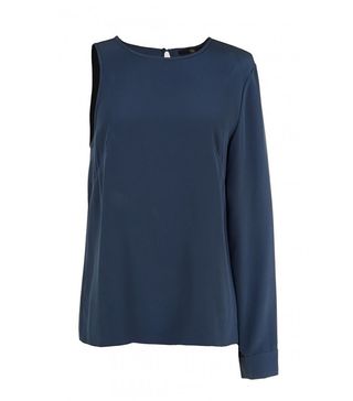 Tibi + Angelica Silk One-Shoulder Top