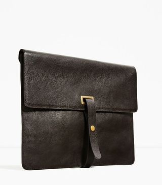 Zara + Studio Collection Brown Leather Clutch Bag