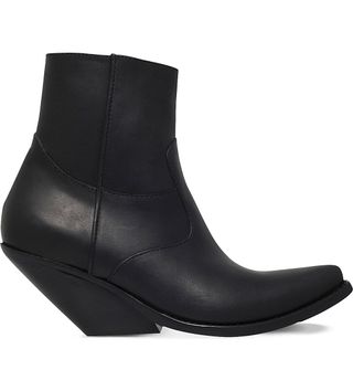 Vetements + Slanted-Heel Leather Cowboy Boots