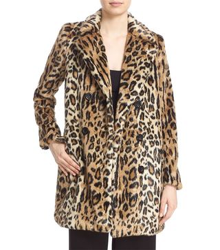 Alice + Olivia + Montana Leopard Print Faux Fur Double Breasted Coat