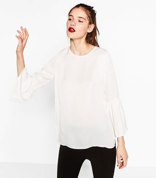 Zara + Flared Sleeve Blouse