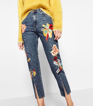 Zara + Embroidered Jeans