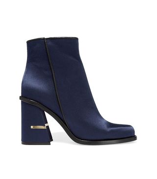 Tibi + Nora Leather-Trimmed Satin Ankle Boots