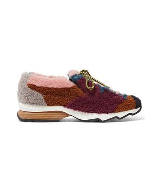 Fendi + Patchwork Shearling Sneaker