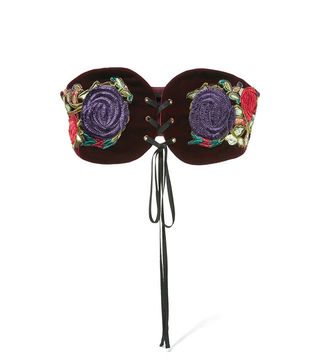 Anna Sui + Embroidered Velvet Belt