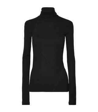 Helmut Lang + Ribbed Cotton Turtleneck Top