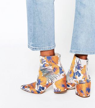 ASOS + Reach Pointed Jacquard Ankle Boots