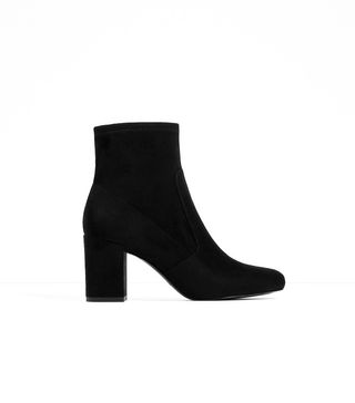 Zara + Elastic High Heel Ankle Boots