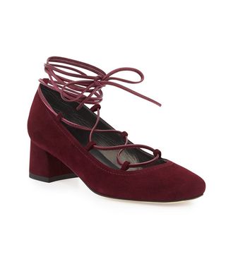 Stuart Weitzman + Cordon Lace-Up Ballerina Pumps