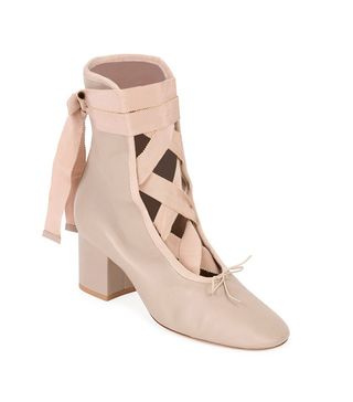 Valentino + Ballet Napa Leather Lace-Up Bootie