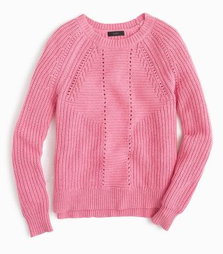 J.Crew + Wool-Blend Pointelle Cable Sweater