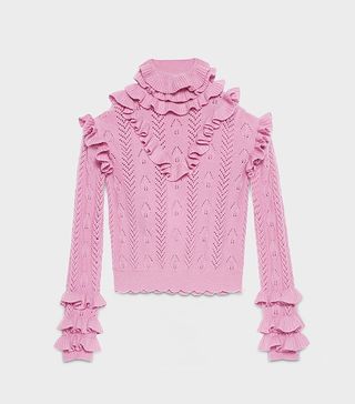 Gucci + Wool Knit Ruffle Top