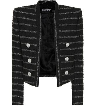 Balmain + Metallic Striped Tweed Jacket