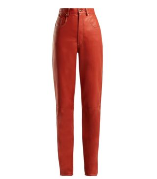 Gucci + High-Rise Leather Trousers