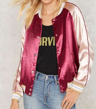 Nasty Gal + Ballpark Satin Bomber Jacket