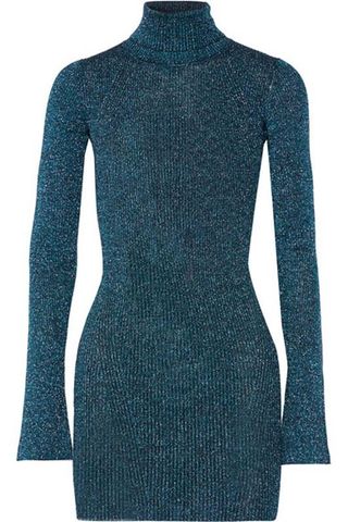 By Malene Birger + Errandi Metallic Ribbed-Knit Turtleneck Sweater