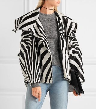 Topshop Unique + Vaughn Oversized Zebra-Print Calf Hair Jacket