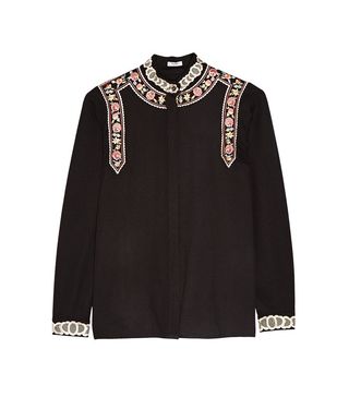 Vilshenko + Rachel Embroidered Wool and Cashmere-Blend Blouse