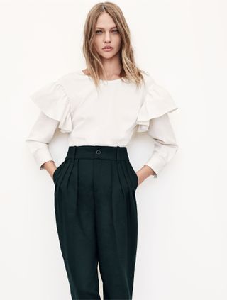 Zara + Frilled Sleeve Blouse