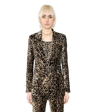 Roberto Cavalli + Leopard Printed Velvet Jacket