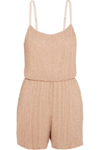 Alice and Olivia + Mika Folly Embellished Silk-Georgette Playsuit