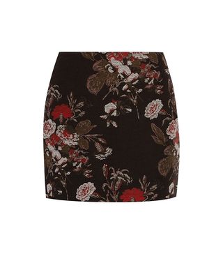 Ganni + Cotton-Blend Floral-Brocade Mini Skirt