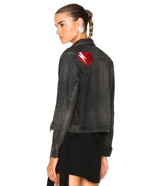 Saint Laurent + Heart Patch Denim Jacket