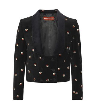AlexaChung + Embroidered Cotton-Velvet Tuxedo Jacket