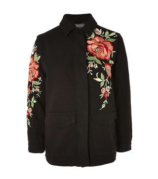 Topshop + Black Rose Embroidered Shirt Jacket