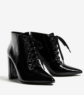 Zara + Lace-Up High Heel Ankle Boots