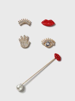 Topshop + Eye Lip And Mouth Pin Pack